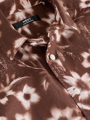 Chocolate Brown All Over Print Flowers Short Sleeve AOP Floral Shirt (5-16yrs) - Image 7 of 8