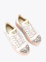 Kurt Geiger London White Crystal Toe cap Cupsole Trainers - Image 2 of 4