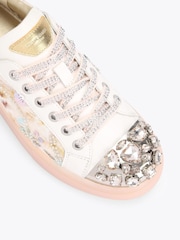 Kurt Geiger London White Crystal Toe cap Cupsole Trainers - Image 4 of 4
