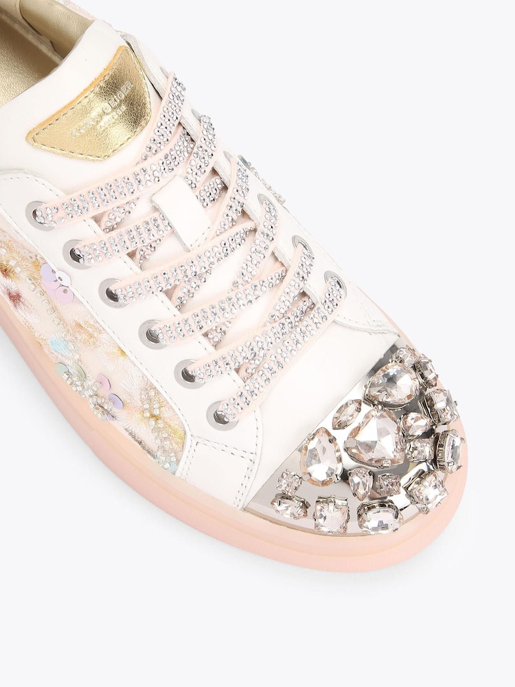 Kurt Geiger London White Crystal Toe cap Cupsole Trainers - Image 4 of 4 Kurt Geiger London White Crystal Toe cap Cupsole Trainers - Image 4 of 4