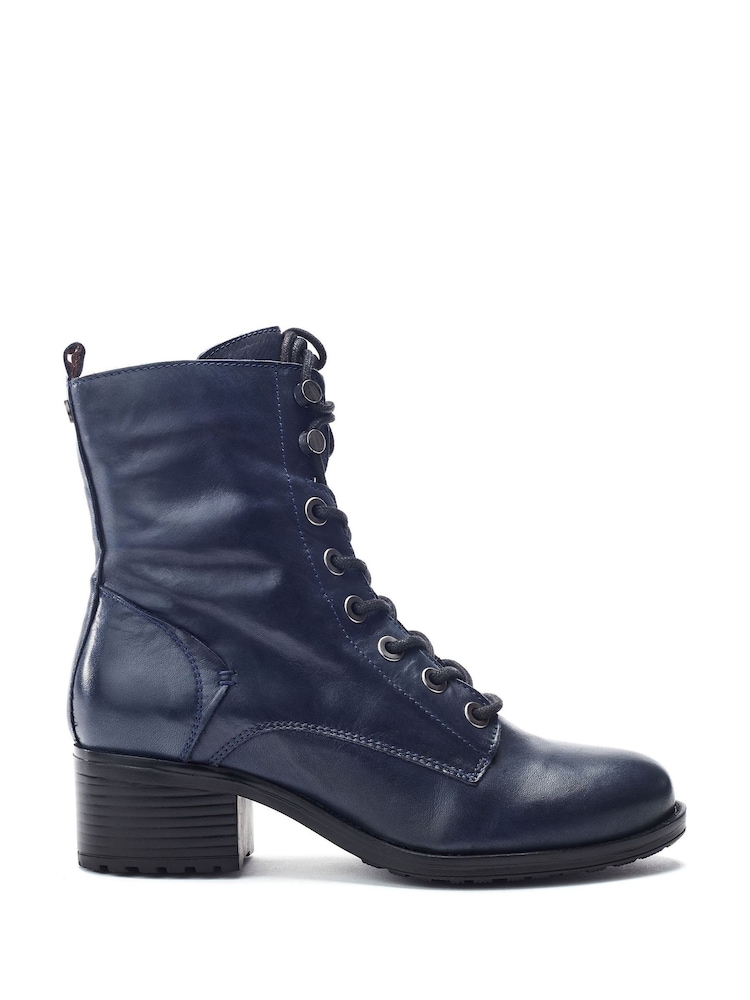 Moda in Pelle Blue Bezzy Lace Up Casual Boots - Image 1 of 4 Moda in Pelle Blue Bezzy Lace Up Casual Boots - Image 1 of 4