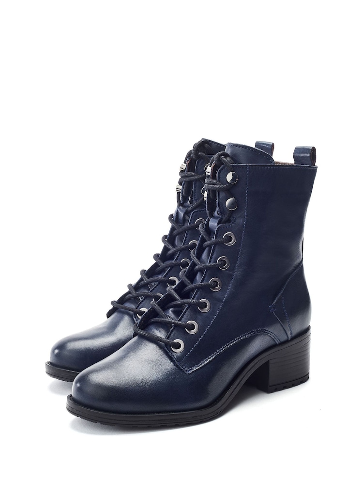 Moda in Pelle Blue Bezzy Lace Up Casual Boots - Image 2 of 4 Moda in Pelle Blue Bezzy Lace Up Casual Boots - Image 2 of 4