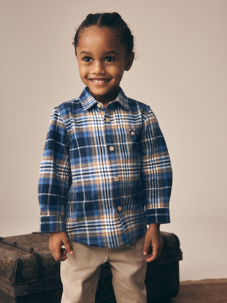 Blue Bear Check Long Sleeve Character Shirt (3mths-7yrs) - Image 1 of 9