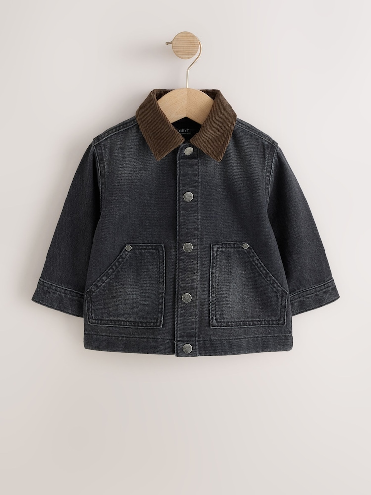 Black Denim Long Sleeve Cord Collar Shirt (3mths-7yrs) - Image 1 of 7 Black Denim Long Sleeve Cord Collar Shirt (3mths-7yrs) - Image 1 of 7