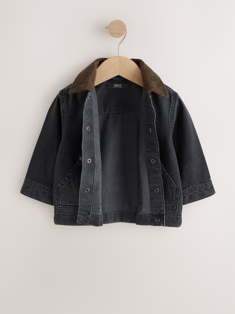 Black Denim Long Sleeve Cord Collar Shirt (3mths-7yrs) - Image 2 of 7 Black Denim Long Sleeve Cord Collar Shirt (3mths-7yrs) - Image 2 of 7