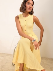 Gelb - Friends Like These Drop Waist Sleeveless Textured Jersey Midi Dress - Bild 3 von 5