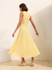 Gelb - Friends Like These Drop Waist Sleeveless Textured Jersey Midi Dress - Bild 5 von 5