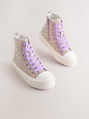 Multi Glitter Wide Fit (G) Lace Up High Top Trainers - Image 1 of 5