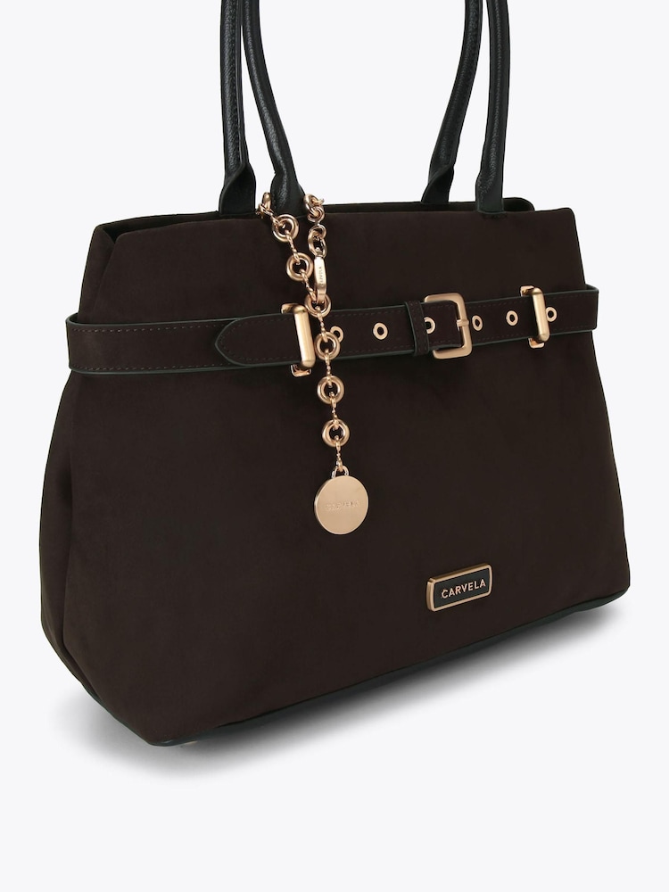 Carvela Brown Gia Belted Tote Bag - Image 2 of 4 Carvela Brown Gia Belted Tote Bag - Image 2 of 4