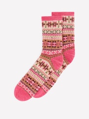 Boden Pink Fair Isle Socks - Image 1 of 4