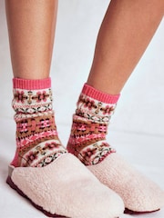 Boden Pink Fair Isle Socks - Image 2 of 4