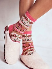 Boden Pink Fair Isle Socks - Image 3 of 4