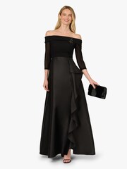 Adrianna Papell Black Studio Combo Off Shoulder Gown - Image 5 of 6