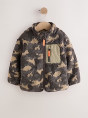 Camouflage Funnel Neck Zip Through Borg Fleece (3mths-7yrs) - Image 5 of 9