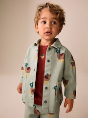 Sage Green All Over Print Duck Twill Printed Overshirt (3mths-7yrs) - Image 1 of 9