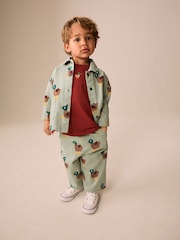 Sage Green All Over Print Duck Twill Printed Overshirt (3mths-7yrs) - Image 2 of 9