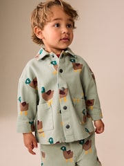 Sage Green All Over Print Duck Twill Printed Overshirt (3mths-7yrs) - Image 3 of 9