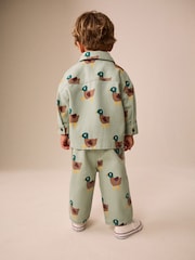 Sage Green All Over Print Duck Twill Printed Overshirt (3mths-7yrs) - Image 4 of 9
