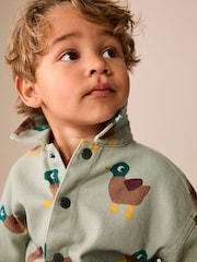 Sage Green All Over Print Duck Twill Printed Overshirt (3mths-7yrs) - Image 5 of 9