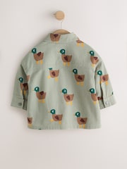 Sage Green All Over Print Duck Twill Printed Overshirt (3mths-7yrs) - Image 7 of 9