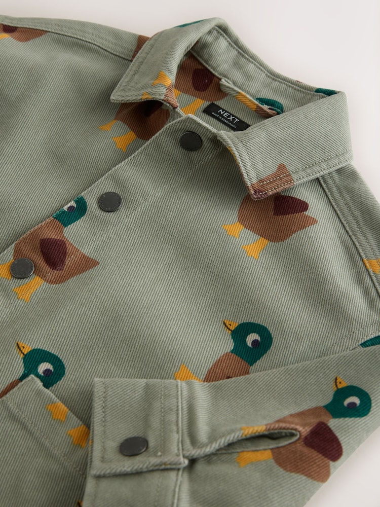 Sage Green All Over Print Duck Twill Printed Overshirt (3mths-7yrs) - Image 9 of 9 Sage Green All Over Print Duck Twill Printed Overshirt (3mths-7yrs) - Image 9 of 9
