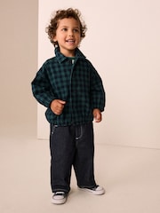 Navy/Turquoise Cotton Twill Gingham Check Overshirt (3mths-7yrs) - Image 3 of 4