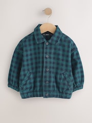 Navy/Turquoise Cotton Twill Gingham Check Overshirt (3mths-7yrs) - Image 5 of 9