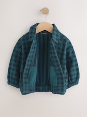 Navy/Turquoise Cotton Twill Gingham Check Overshirt (3mths-7yrs) - Image 6 of 9