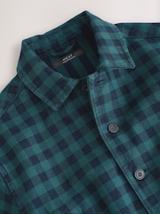Navy/Turquoise Cotton Twill Gingham Check Overshirt (3mths-7yrs) - Image 8 of 9