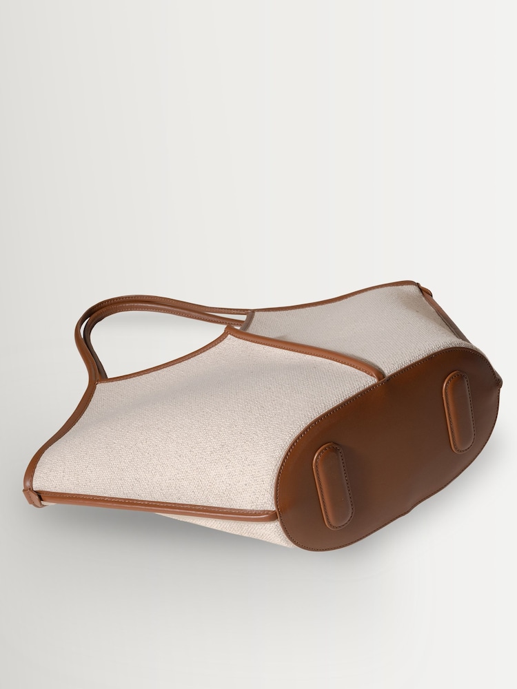 Hereu Studio Natural Calella Boucle Natural Leather Trim Tote Bag - Image 2 of 5