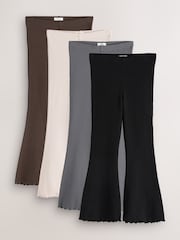 Neutral 4 Pack Rib Flare Leggings (3-16yrs) - Image 1 of 8