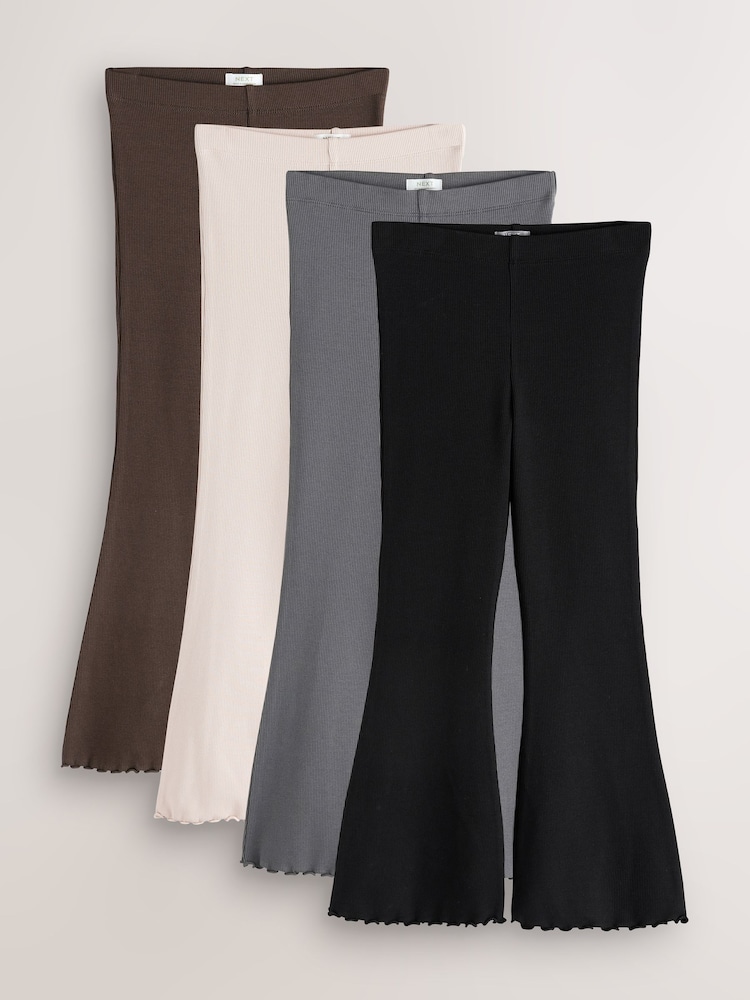 Neutral 4 Pack Rib Flare Leggings (3-16yrs) - Image 1 of 8