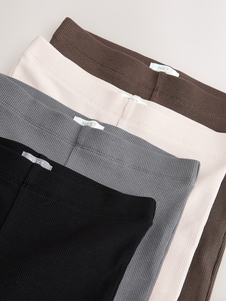 Neutral 4 Pack Rib Flare Leggings (3-16yrs) - Image 8 of 8