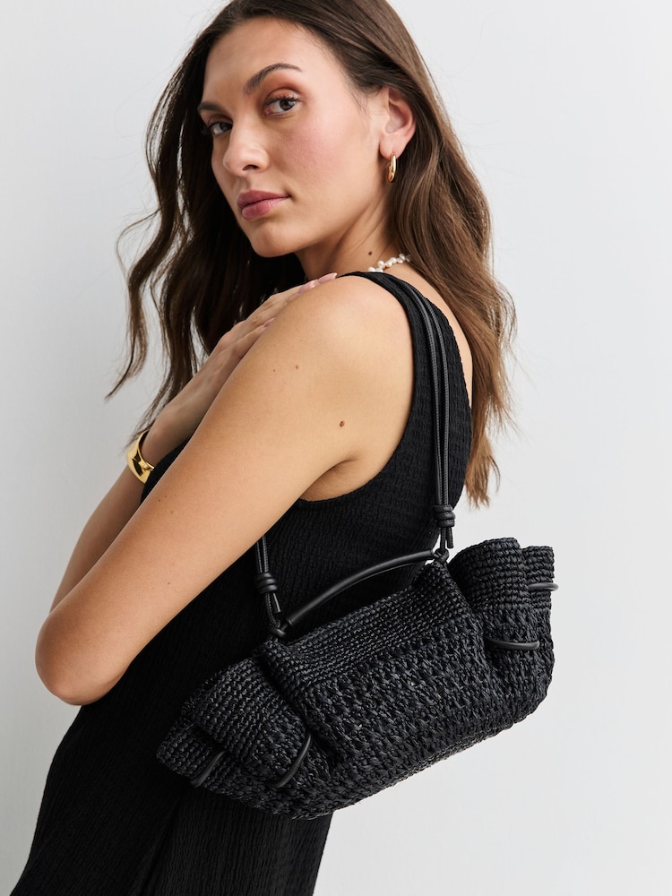 Hereu Studio Black Arta Mini Crochet Raffia Cross-Body Bag - Image 2 of 4