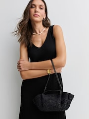 Hereu Studio Black Arta Mini Crochet Raffia Cross-Body Bag - Image 3 of 4