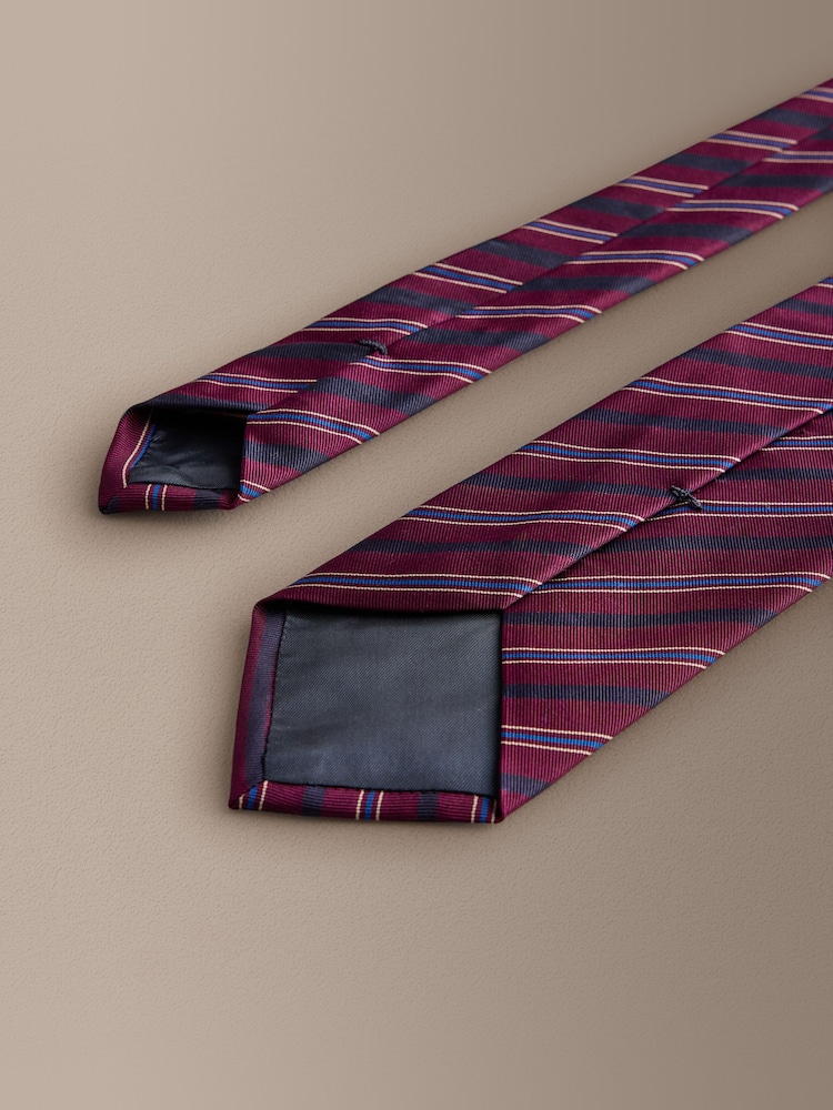 Navy Signature Silk Italian Stripe Tie - Image 3 of 3