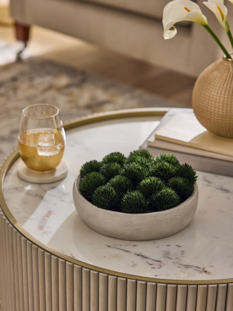 Lipsy Green/Grey Artificial Moss Balls in Concrete Bowl - Image 1 of 4