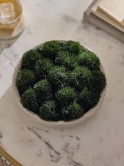 Lipsy Green/Grey Artificial Moss Balls in Concrete Bowl - Image 2 of 4