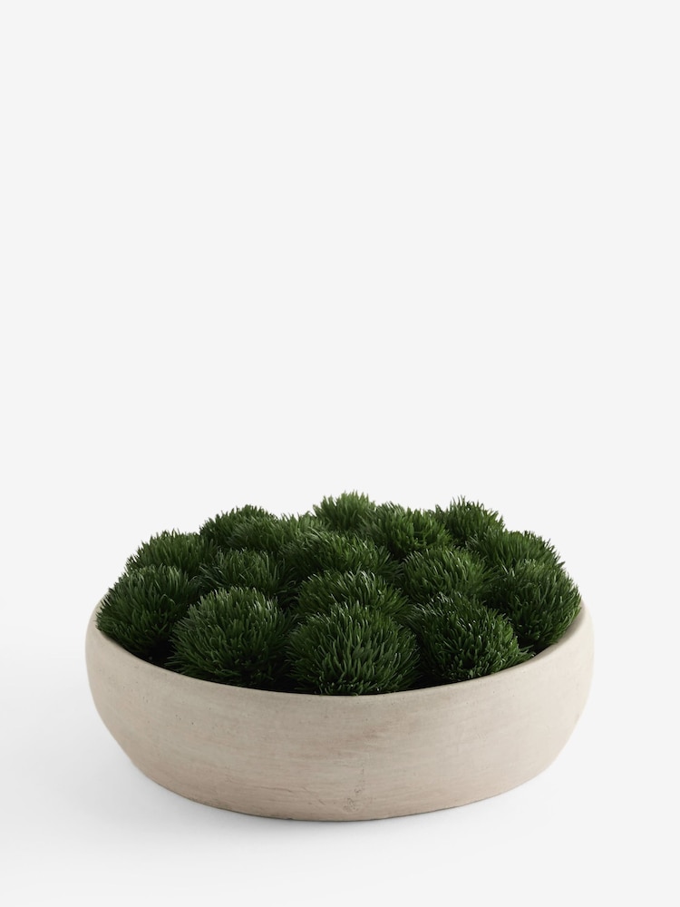 Lipsy Green/Grey Artificial Moss Balls in Concrete Bowl - Image 4 of 4