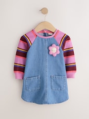 Purple Stripe Raglan Denim Dress (3mths-8yrs) - Image 4 of 7