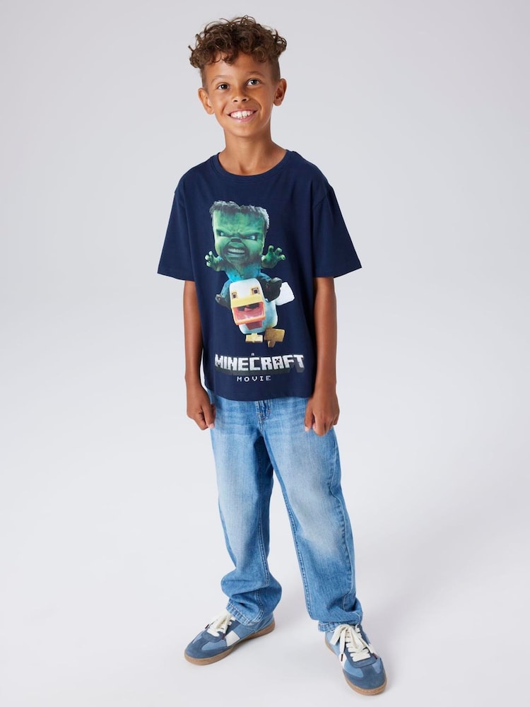 Name It Blue Short Sleeve Minecraft Chicken Jockey T-Shirt - Image 2 of 3 Name It Blue Short Sleeve Minecraft Chicken Jockey T-Shirt - Image 2 of 3