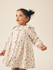 Ecru Ditsy Long Sleeve Collar Dress (3mths-8yrs) - Image 2 of 8