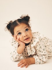 Ecru Ditsy Long Sleeve Collar Dress (3mths-8yrs) - Image 4 of 8