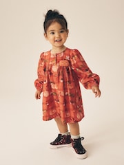 Orange Autumn Print Long Sleeve 3D Character Dress (3mths-8yrs) - Image 2 of 8