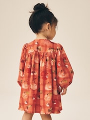 Orange Autumn Print Long Sleeve 3D Character Dress (3mths-8yrs) - Image 3 of 8