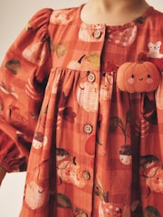 Orange Autumn Print Long Sleeve 3D Character Dress (3mths-8yrs) - Image 4 of 8