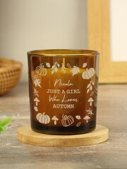 Personalised Pumpkin Amber Glass Candle by PMC - Image 1 of 4