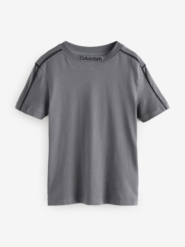 Calvin Klein Jeans Grey Embro CK Piping Short Sleeve T-Shirt - Image 1 of 1 Calvin Klein Jeans Grey Embro CK Piping Short Sleeve T-Shirt - Image 1 of 1