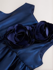 Metalic Blue - 3D Corsage Occasion Dress (12mths-8yrs) - صورة 9 من 10