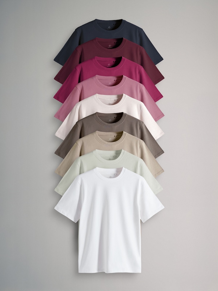 The Set Neutral/Pink 10 Pack Essential Short Sleeve T-Shirts Multi - Image 1 of 6